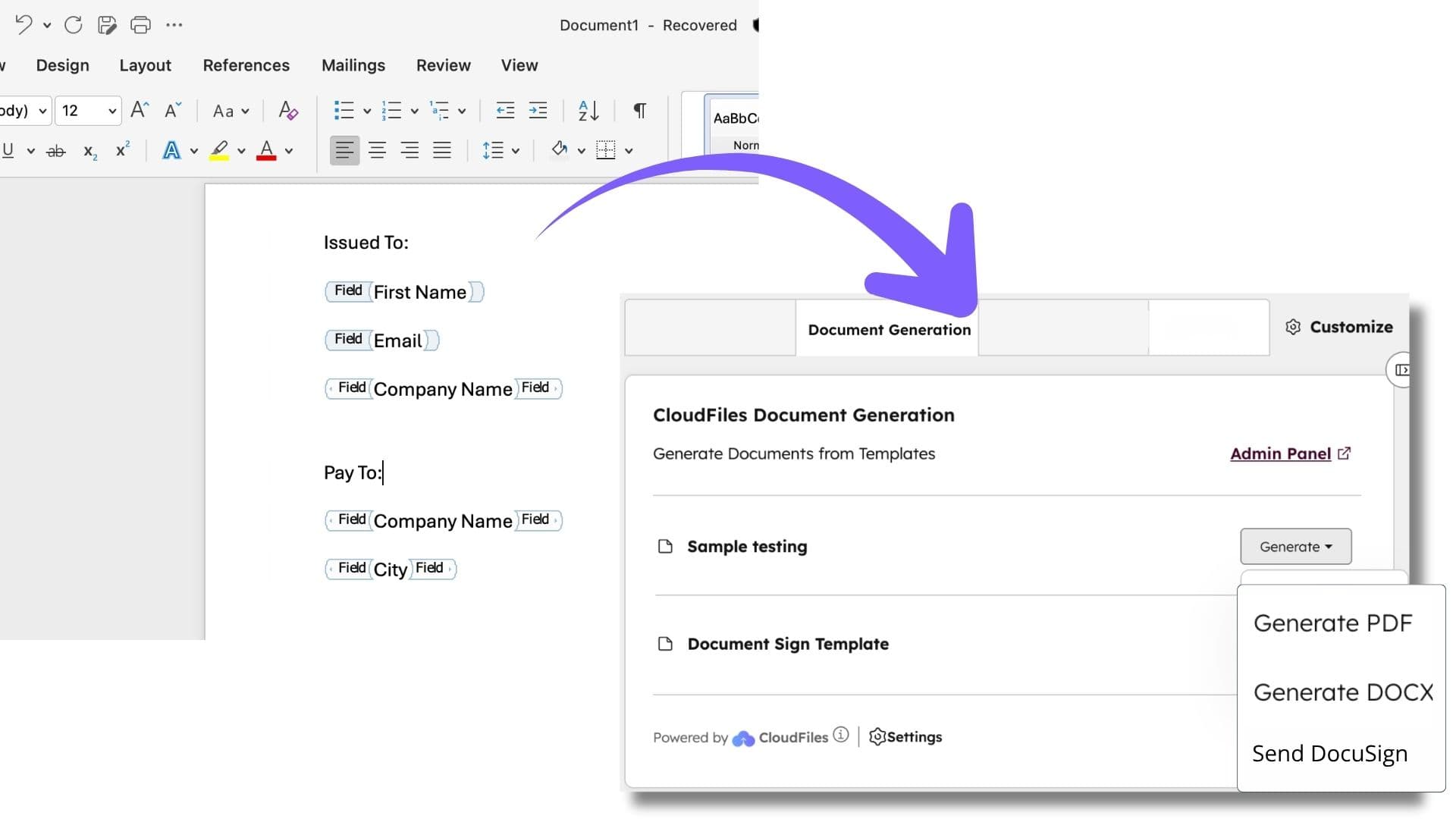 CloudFiles Document Generation