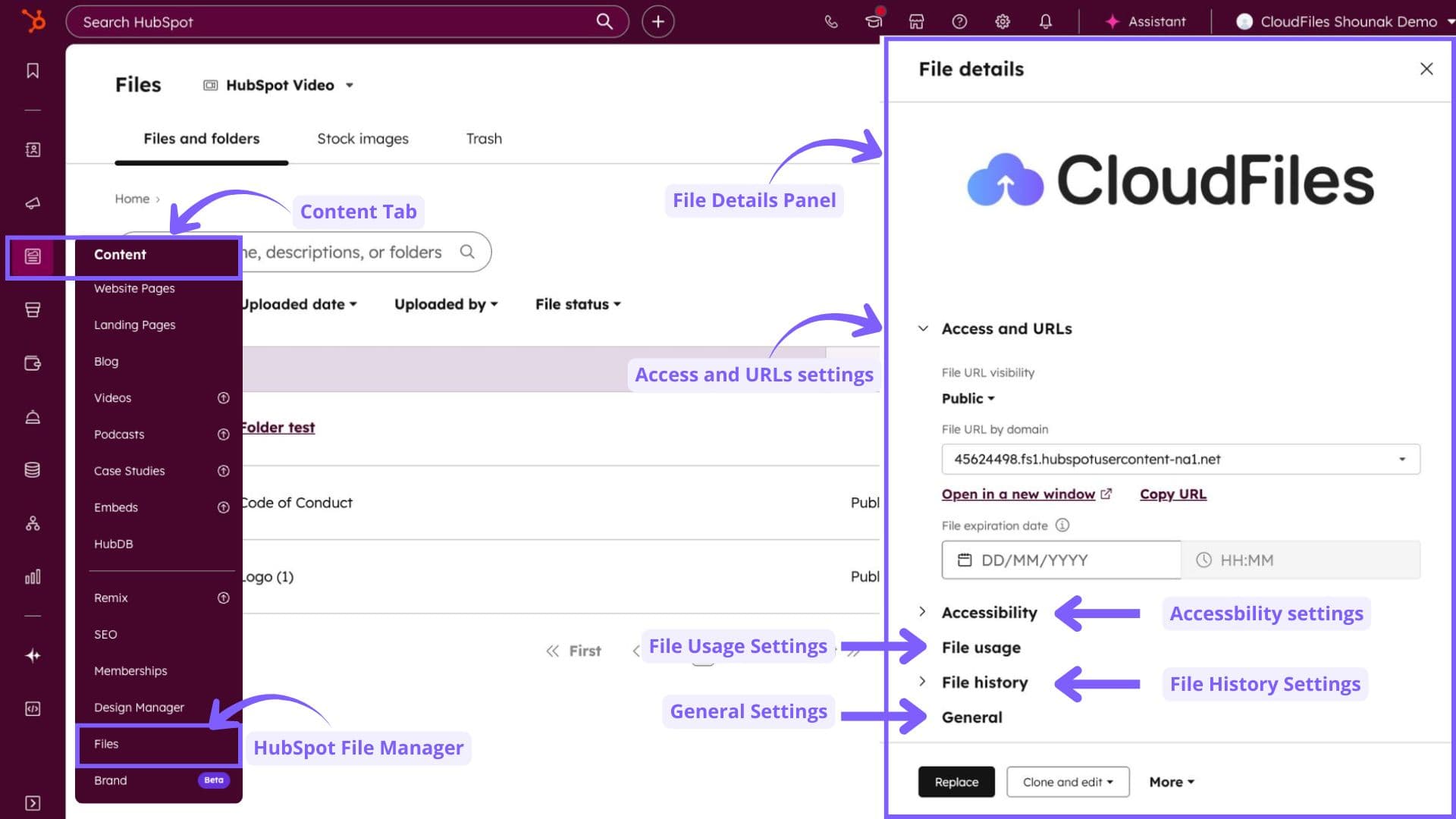 Quick guide to HubSpot’s file details and access settings